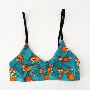 MeUndies Bralette Teal Fox Print Wireless XS Soft Woodland Whimsical Cute Girls